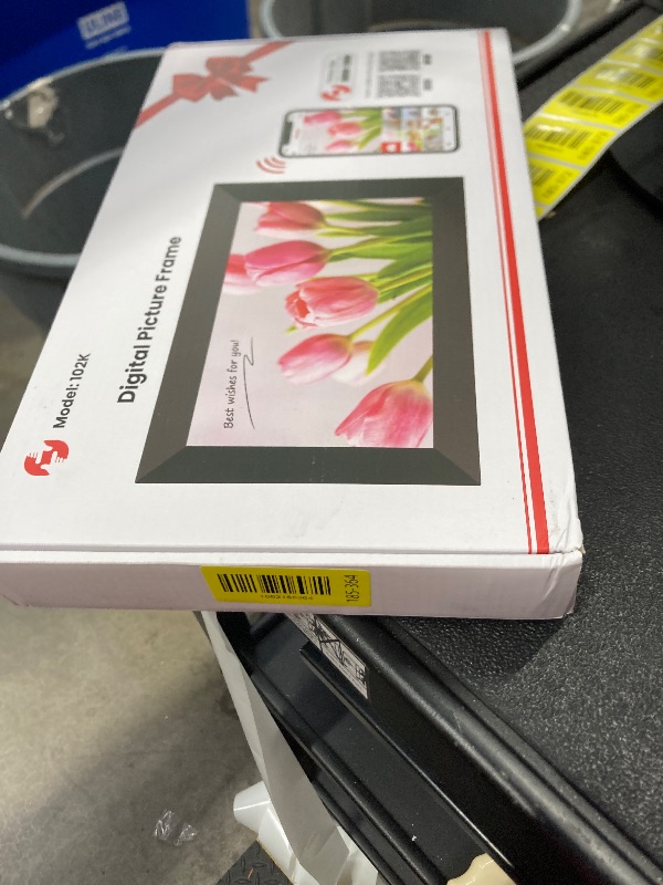 Photo 1 of **HAS LINE ON LEFT SIDE SCREEN**BIGASUO Digital Picture Frame, 10.1" Frameo Digital Frame WiFi with 32GB Memory, 1280x800 IPS Touch Screen, Send Photos/Videos from Your Phone Anywhere, Photo Gifts for Parents and Grandparents