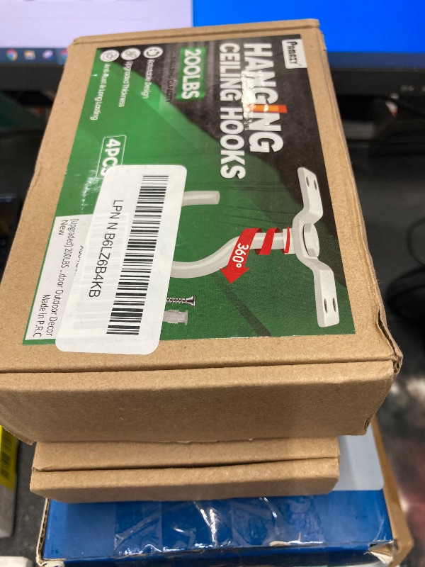 Photo 1 of [UPGRADED] 200LBS 4Pcs Rotatable Ceiling Hooks with 4 Screw Points Plate Base, White Wall Mount Metal Hanger for Hanging Plants, Bird Feeders, Lanterns, Lights, Wind Chimes, Indoor Outdoor Decor