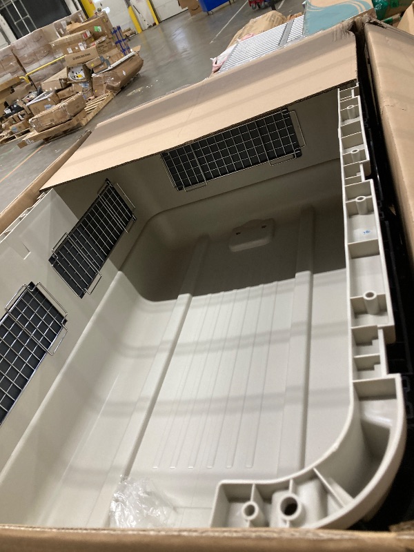 Photo 1 of **HAS CRACK ON ONE CORNER-SEE PIC**SportPet Designs Plastic Kennels Rolling Plastic Airline Approved Wire Door Travel Dog Crate, XXX-Large, Gray