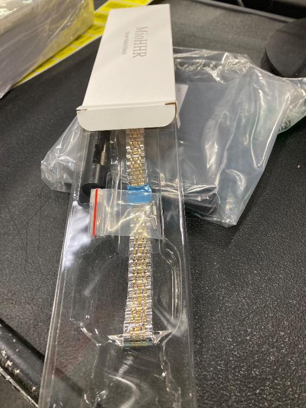 Photo 1 of **MISSING PARTS**MioHHR Slim Metal Band Compatible with Apple Watch Band 42mm(Series 11 10) 41mm(Series 9 8 7) 40mm(Series 6 5 4 SE3/2/1) 38mm(Series 3 2 1),Stainless Steel iWatch Bands for Women,Silver/Gold