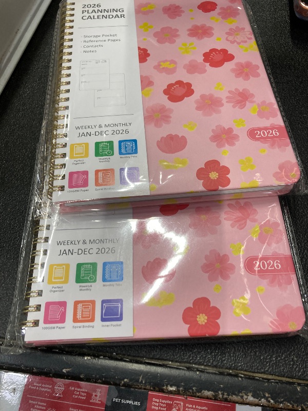 Photo 1 of +2 PCS 2026 Planner, Weekly and Monthly Calendar Planning Book, Jan 2026 - Dec 2026, Academic Agenda Planner for School Supplies and Office Desk Accessories - A5 (6.3" x 8.5")