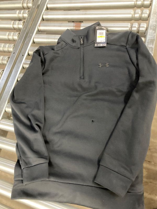 Photo 1 of ***DAMAGED -HOLE IN FRONT*** Under Armour Men's ArmourFleece 1/4 Zip, (001) Black / / Black, Medium