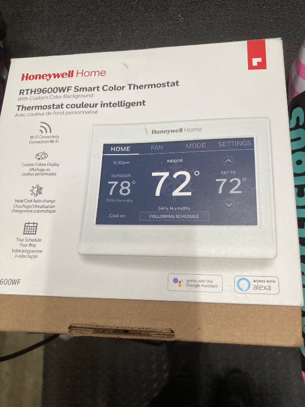 Photo 1 of ***Selling for parts only***Honeywell Home RTH9600WF Smart Color Thermostat ENERGY STAR Wi-Fi Programmable Touchscreen Alexa Ready - C-Wire Required