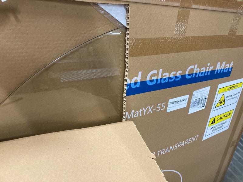 Photo 1 of [Tempered Glass] 55" x 55" Round Glass Chair Mat, Heavy Duty Hard Floor Mat with Round Corner and Polished Edge, Office Chair Mat for Carpet Office Home Hardwood Floor Desk