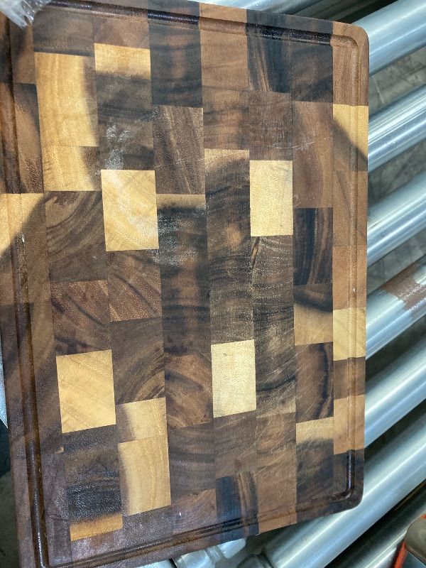 Photo 1 of **HAS CUTS AND SCRAPES**Wood Cutting Board for Kitchen,Walnut Chopping Board with Gift Box,Butcher Block Cutting Board with Juice Grooves & Handles,15.8"x11"x1"