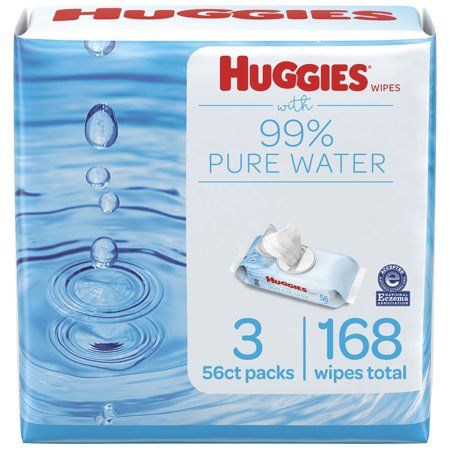 Photo 1 of **2 PACKS**Huggies 99% Pure Water Unscented Wipes 3 Flip-Top Packs 168 Total Count