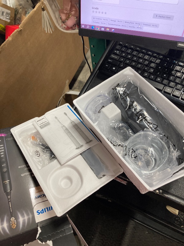 Photo 1 of ***MISSING PARTS -SELLING AS IS *** Philips Sonicare DiamondClean Smart 9500 Electric Toothbrush, Sonic Toothbrush with App, Pressure Sensor, Brush Head Detection, 5 Brushing Modes and 3 Intensity Levels, Black, Model HX9923/11