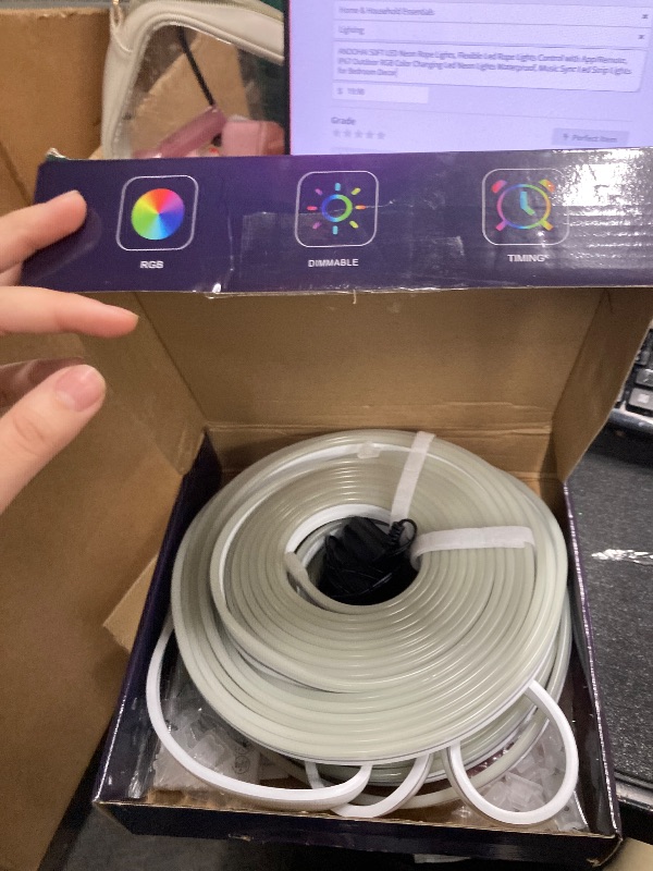 Photo 1 of ***Missing power adapter***ANDOHAI 50FT LED Neon Rope Lights, Flexible Led Rope Lights Control with App/Remote, IP67 Outdoor RGB Color Changing Led Neon Lights Waterproof, Music Sync Led Strip Lights for Bedroom Decor