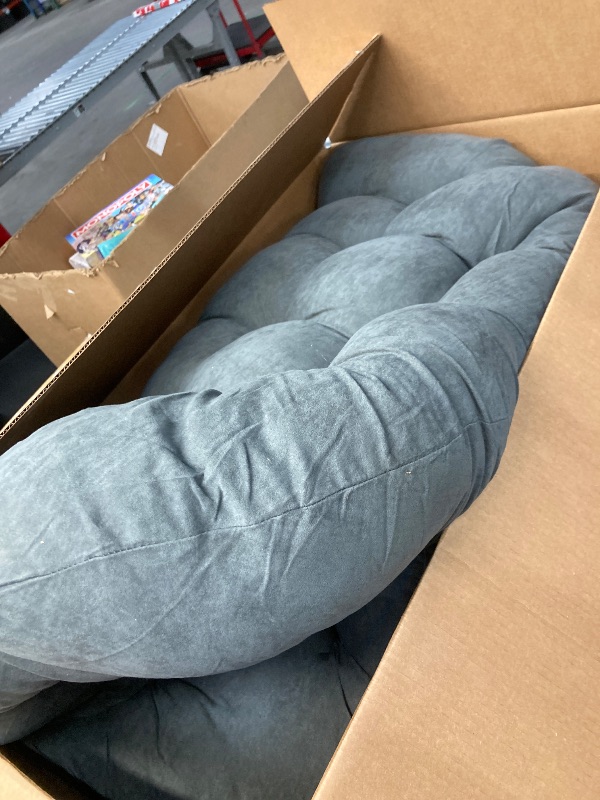 Photo 1 of **CUSHION ONLY**Blazing Needles Solid Microsuede Papasan Chair Cushion, 52" x 6" x 52", Steel Grey