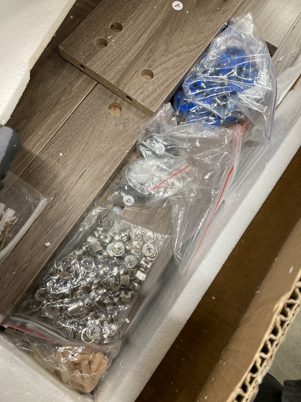 Photo 1 of *Pieces chipped* LITTLE TREE 63-Inch Long Console Tables for Entryway, Large Sofa Table Behind Couch, Grey Wooden Entry Foyer Hallway Table, Industrial Console Sofa Tables for Living Room