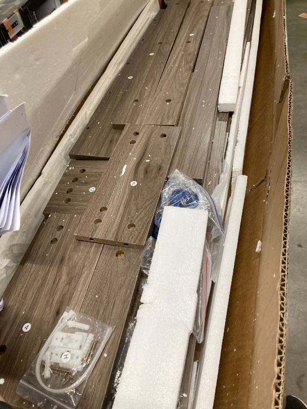 Photo 1 of *Pieces chipped* LITTLE TREE 63-Inch Long Console Tables for Entryway, Large Sofa Table Behind Couch, Grey Wooden Entry Foyer Hallway Table, Industrial Console Sofa Tables for Living Room