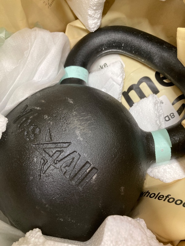 Photo 1 of *Scratched* Yes4All Powder Coated Kettlebell, 53 lb Cast Iron Core Kettlebells with Non-Slip Handle & Flat Bottom for Conditioning, Heavy Duty for Strength Training - Single, Light Green
