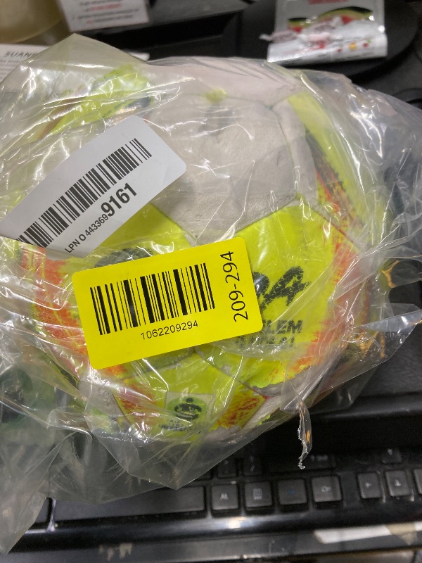 Photo 1 of *Used* Senda Belem Training Futsal Ball, Fair Trade Certified, Yellow/Red/Orange/Black, Size 3 (Ages 8-12)