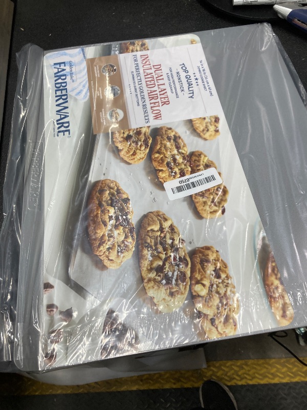 Photo 1 of *Bent* Farberware Insulated Nonstick Bakeware 14-Inch x 16-Inch Jumbo Cookie Sheet, Light Gray