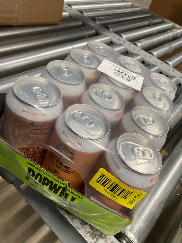 View 2 of *BBD 03/08/2026* 12 pack, Popwell Caffeine Orange Cream Better-For-You Prebiotic Soda, with 6g Fiber, 1g Sugar, Vitamins and Immunity Support, 12 fl oz Can