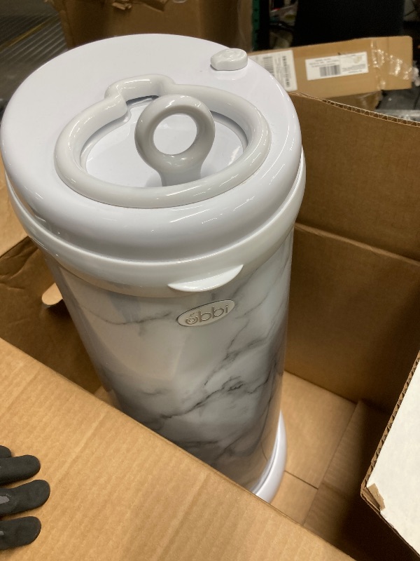 View 2 of *Dented* Ubbi Steel Diaper Pail, Odor Locking, No Special Bag Required, Award-Winning, Registry Must-Have, Marble