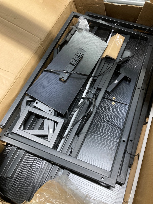 Photo 1 of *Pieces broken/Chipped* Casacomoda 98" Computer Desk with USB Ports & Power Outlets, Large Gaming Desk with Display Stand & LED Strip, Storage Shelves for Home Office, Suitable for 2 People Use, Black
