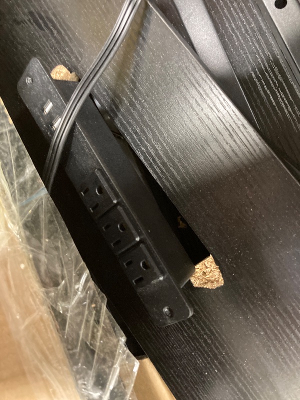 Photo 1 of *Pieces broken/Chipped* Casacomoda 98" Computer Desk with USB Ports & Power Outlets, Large Gaming Desk with Display Stand & LED Strip, Storage Shelves for Home Office, Suitable for 2 People Use, Black
