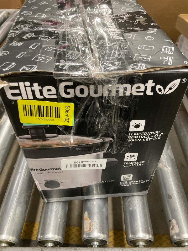 Photo 1 of *Missing ceramic inside piece* Elite Gourmet MST-275XS Electric Oval Slow Cooker, Adjustable Temp, Entrees, Sauces, Stews & Dips, Dishwasher Safe Glass Lid & Crock (2 Quart, Stainless Steel)