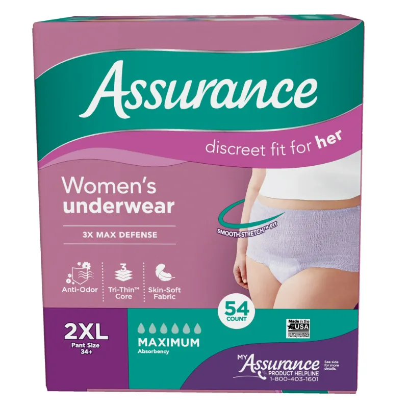 Photo 1 of *Damaged box, fine otherwise* Assurance Women's Incontinence & Postpartum Underwear, XXL , Maximum Absorbency (54 Count)