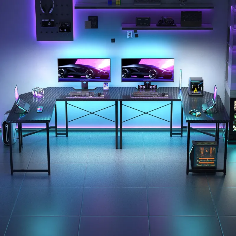 Photo 1 of *Screw damage* Casacomoda Computer Desk L Shaped, 51 Inch Reversible L Shaped Desk, Gaming Desk, Home Office Desk, Carbon Fiber Black
