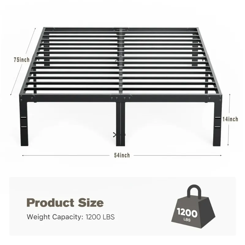 Photo 1 of *Scratches* edx Bed Frame - Full Size Heavy Duty Platform Bed with Underbed Storage, 14-Inch High Steel Slat Support, Non-Slip Design, No Box Spring Required