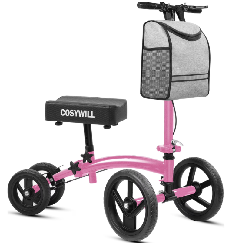 Photo 1 of *Used/Dirty* COSYWILL Steerable Knee Scooter,Economy Knee Walker,All Terrain Foldable Medical Scooter for Foot Injuries Crutches Alternative,Pink