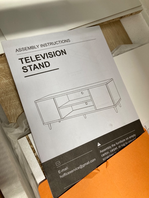 Photo 1 of *Cracked piece* Homall 65 Inch Modern TV Stand,White&Walnut Wood Entertainment Center with Storage Drawers & Cable Management for Living Room