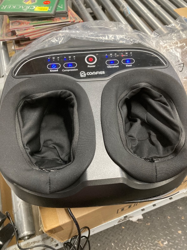 View 2 of *Damage to side/piece popping off* Foot Massager with Heat, Comfier Shiatsu Foot Massage Machine with Remote for Plantar Fasciitis, Neuropathy, Circulation, Max Size 13, Black, Gifts