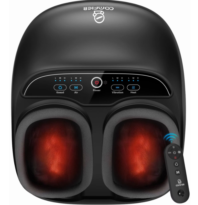 View 1 of *Damage to side/piece popping off* Foot Massager with Heat, Comfier Shiatsu Foot Massage Machine with Remote for Plantar Fasciitis, Neuropathy, Circulation, Max Size 13, Black, Gifts