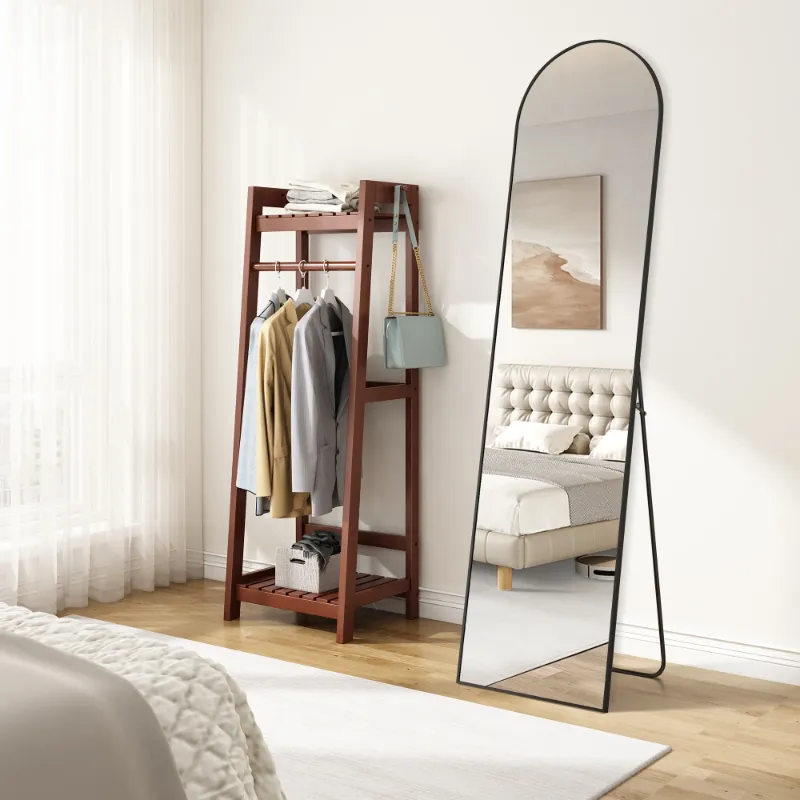 Photo 1 of *Missing mounting hardware* EDX Arched Full Length Mirror 59"x16" Full Body Mirror Rectangle Free Standing Wall Mounted Leaning Hanging Floor Mirrors, Black
