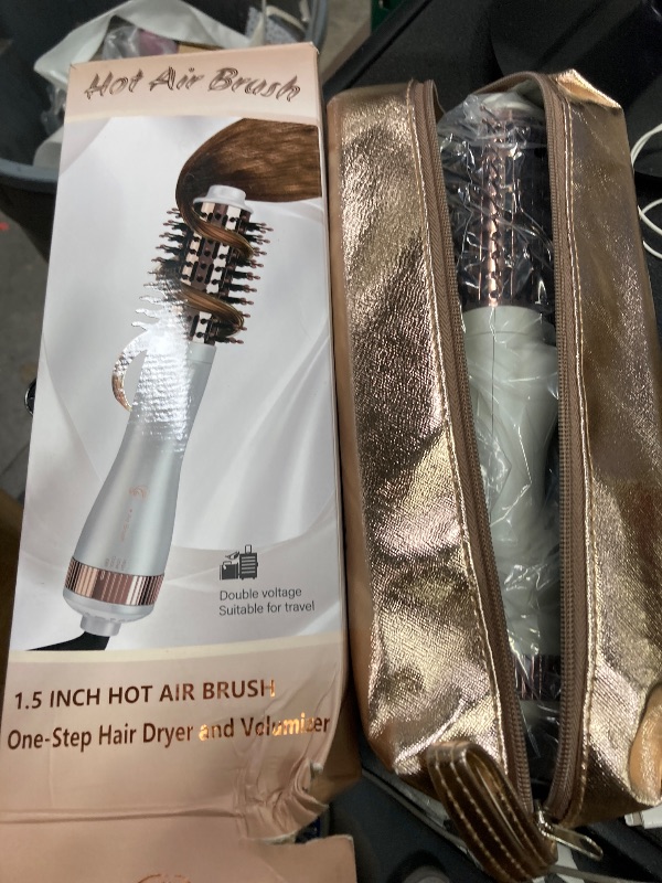 Photo 1 of 1.5 Inch Barrel (2.8’’ Plus Bristles) Dual Voltage(110~250V) Round Brush Blow Dryer, Hair Dryer Brush with European Plug Adapter, 4-in-1 Negative Ionic One Step Volumizer Dryer