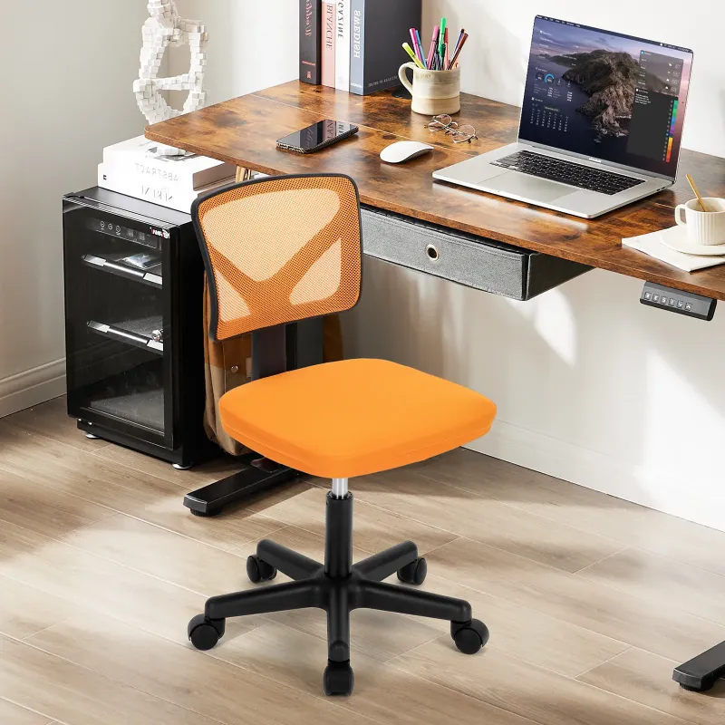 View 1 of ** IT'S MISSING A WHEEL**CONCETTA Ergonomic Home Office Mesh Desk Chair, Small Space, Armless Rolling Chair for Adults, Orange
** IT'S MISSING A WHEEL**