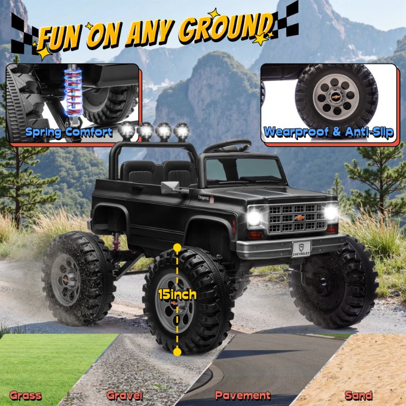 Photo 1 of **NOTE: DOES NOT INCLUDE ITS CABLE**  Chevrolet Cheyenne 24 Volt Ride on Toys with Remote, Ride on Truck for Big Kids, Joyracer Power Car Wheels with Bluetooth, Black