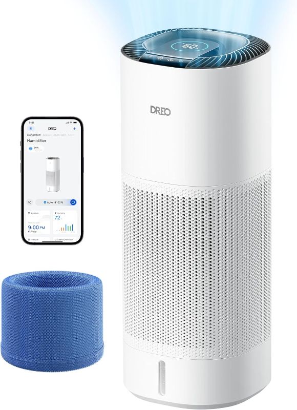 Photo 1 of **NOTE: THE DESCRIPTION AND PHOTO ARE SIMILAR TO THE PRODUCT**    DREO Smart Evaporative Humidifier Large Room up to 1000ft², 800ml/h High Output Air Humidifiers for Bedroom, 10L, 50H Long Runtime with Precise Humidification for Plants, Home, Office, Whit