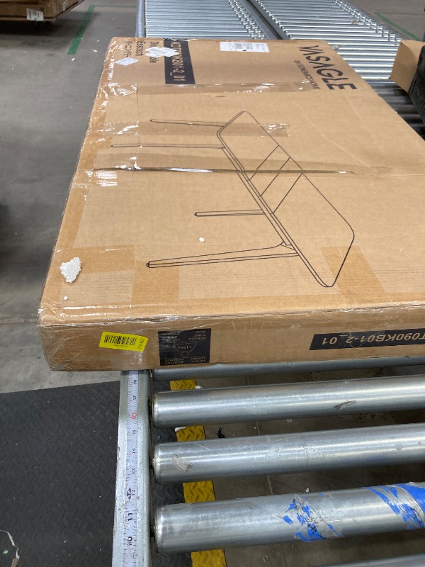 Photo 1 of ***The color may vary**** ***Open to show*** MISSING TABLETOP ---------- Extendable Dining Table for 4-8 People - Modern Kitchen Table with Tapered Legs & Heat-Resistant Top, Charcoal Gray