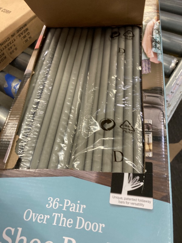 Photo 1 of ***pieces are missing for the sides*** Over the Door Shoe Rack, Fold-up Non-slip Bars, 36 Pair, White***pieces are missing for the sides***