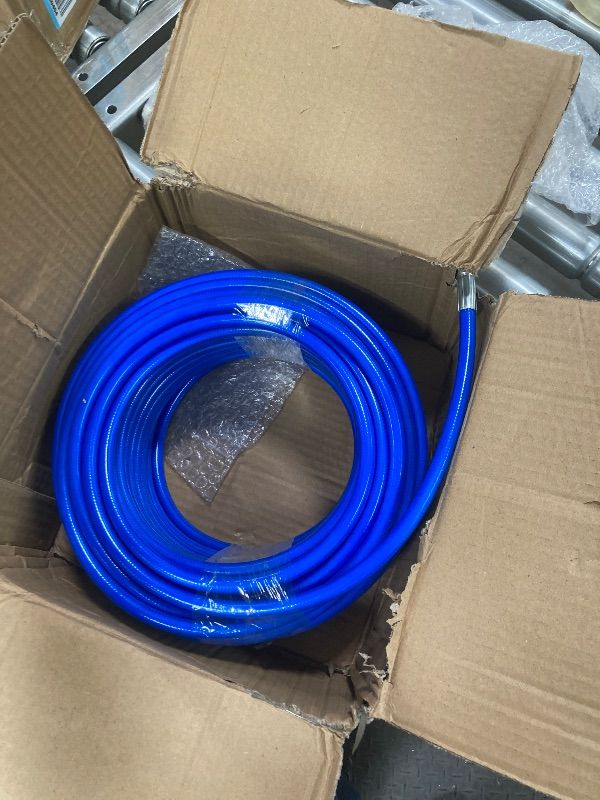 Photo 1 of ***MISSING HARDWARE PARTS -SELLING AS IS***NIFUAL 100FT Sewer Jetter Kit for Pressure Washer, 5800PSI Drain Cleaner Hose 1/4 Inch NPT Corner, Rotating and Button Hose Sewer Jetting Nozzle Waterproof Tape Pearl Corsage Pin Spanner Glove ***MISSING HARDWARE