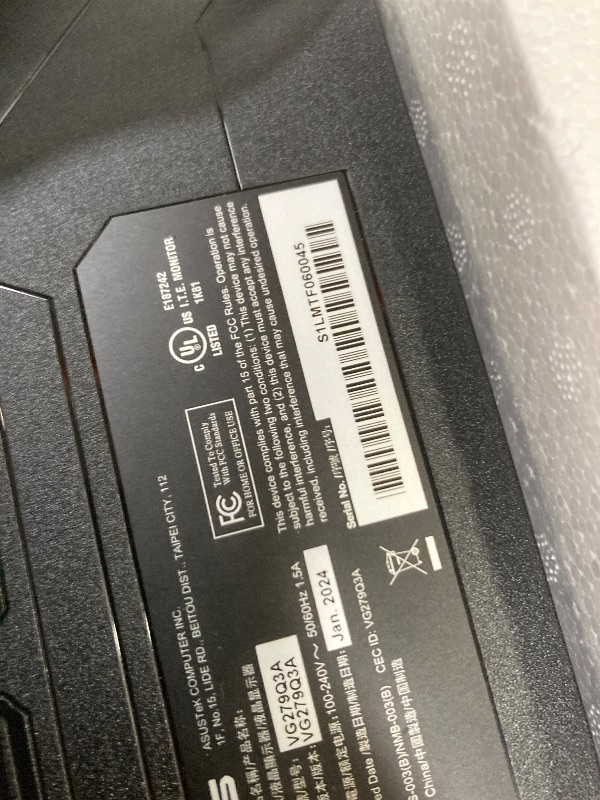 Photo 1 of ***DAMAGED SCREEN -SELLING AS PARTS ONLY*** ASUS TUF Gaming 27” 1080P Monitor (VG279Q3A) – Full HD, 180Hz, 1ms, Fast IPS, Extreme Low Motion Blur Sync, FreeSync Premium, G-SYNC Compatible, Variable Overdrive, 99% sRGB, DisplayPort, HDMI