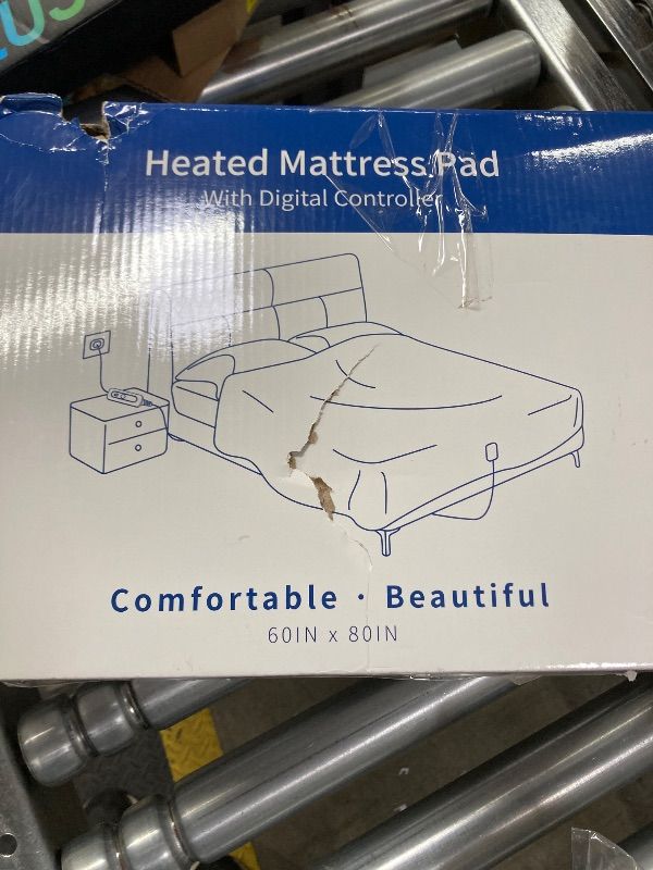 Photo 1 of ***DAMAGE -DARK DIRT SPOT -SELLING AS IS*** ACCU Heated Mattress Pad Queen, Quilted Electric Mattress Pad Bed Warmer  6 Heat Settings 10-Hour Auto Off, 17 Inch Deep Pocket, Machine Washable, Cream, 60in x 80in