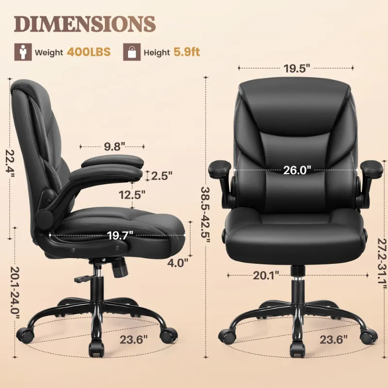 Photo 1 of ***HARDWARE MISSING***COOLHUT Leather Office Chair, Big and Tall Office Chair 400LBS Wide Seat Ergonomic Computer Desk Chair High Back Executive Leather Chair Adjustable Task Chair Lumbar Back with 8-Year Warranty, Black***HARDWARE MISSING***