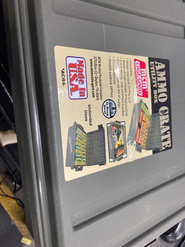 Photo 1 of ***LATCH MISSING ON ONE SIDE***MTM ACR4-18 Ammo Crate Utility Box-Carry up to 65lbs of gear-Stackable design, double padlock for security - Water-resistant O-ring seal - Army Green***LATCH MISSING ON ONE SIDE***