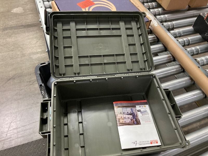 Photo 1 of ***LATCH MISSING ON ONE SIDE***MTM ACR4-18 Ammo Crate Utility Box-Carry up to 65lbs of gear-Stackable design, double padlock for security - Water-resistant O-ring seal - Army Green***LATCH MISSING ON ONE SIDE***