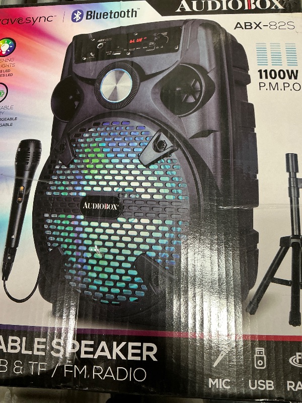 Photo 1 of (*speaker only*) Portable Bluetooth Party Speaker with Stand - 8" Woofer 1100W WaveSync™ Technology, LED Lights, USB/TF Card/FM, Loud Bluetooth Speaker PA System w/Wired