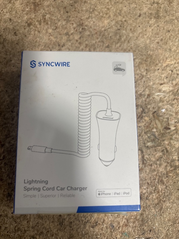 Photo 1 of [Apple MFi Certified] Syncwire iPhone Car Charger 32W Super Fast Car Phone Charger Cigarette Lighter USB Car Adapter with Build-in 5FT Coiled Lightning Cable for Apple iPhone 14/13/12/11/XR/Max, iPad