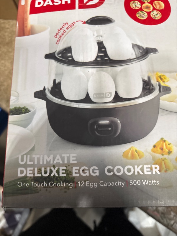 Photo 1 of **LID MISSING**Dash Deluxe Egg Cooker - Boiler, Poacher & Steamer - Includes Measuring & Recipe Guide - Dishwasher Safe - BPA Free - Holds 12 Eggs, Black