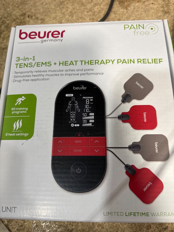 View 2 of ***MISSING PARTS***
Beurer EM59 Digital 3-in-1 TENS Unit, EMS & Heat Therapy for Pain Relief & Relaxation, Muscle Stimulator with 2 Adjustable Channels, 64 Applications, Timer Function