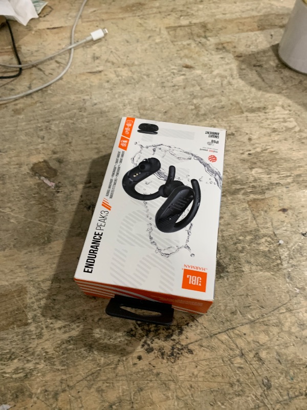 Photo 1 of ** VOLUME LOW** JBL Endurance Peak 3 - Dust and Water Proof (IP68) True Wireless Active Earbuds, JBL Pure Bass Sound, Up to 50 Total Hours of Playback with Speed Charge, Ambient Aware & Talk Thru (Black)