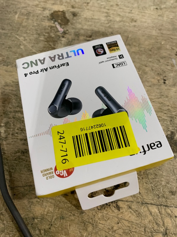 Photo 1 of **DIRTY (EARWAX)/ left ear non-functional*** EarFun Air Pro 4 Adaptive Hybrid Noise Canceling Wireless Earbuds, Qualcomm Snapdragon Sound, aptX™ Lossless, 6 Mics AI CVC 8.0 Call, LDAC Hi-Res Audio, 52H Playtime, Bluetooth 5.4, in-Ear Detection