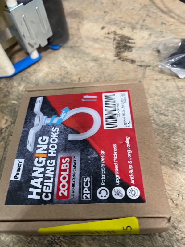 Photo 1 of [UPGRADED] 2Pcs 200LBS Rotatable Ceiling Hooks with 4 Screw Points Base, Wall Mount Metal Hanger White Ceiling Hook for Hanging Plant, Bird Feeder, Lights, Bed Canopy, Wind Chime, Indoor Outdoor Decor